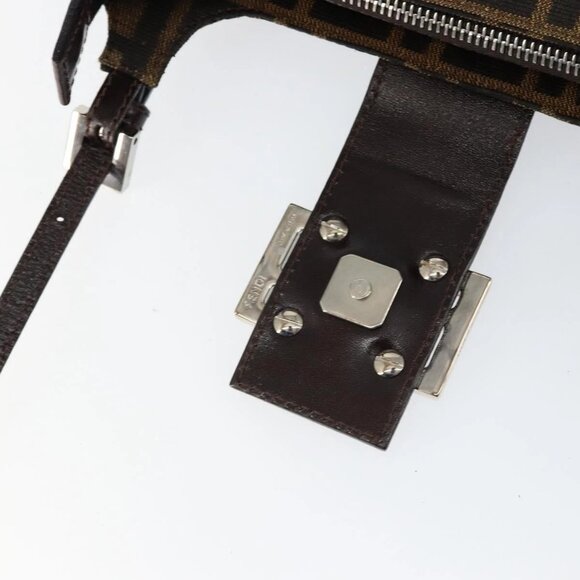 FENDI Zucca Canvas Shoulder Bag Black Brown Auth 146505 - Picture 10 of 16